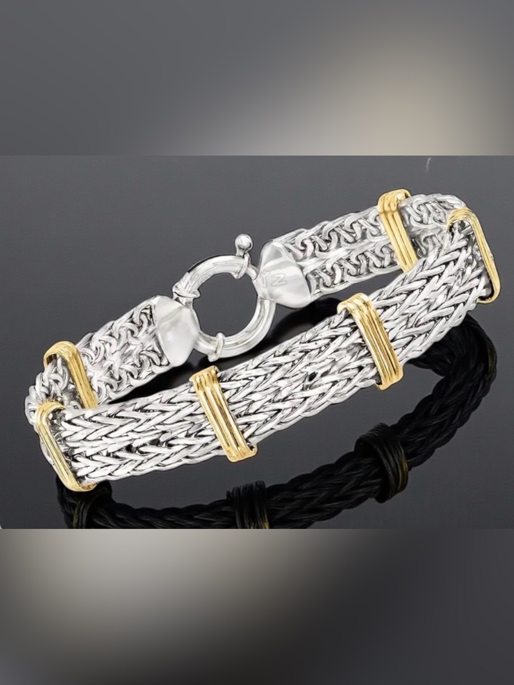 Chic Sterling Silver & Gold Wheat Chain Bracelet